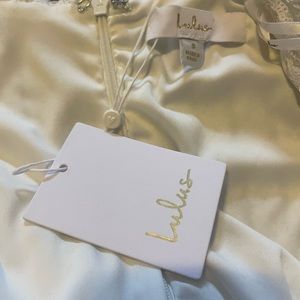 Lulu’s white sequin long sleeve maxi faux wrap dress